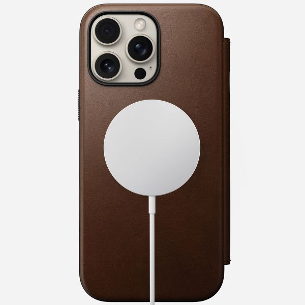 Nomad Étui de télephone portefeuille Modern Leather Folio Apple iPhone 16 Pro Max - Marron