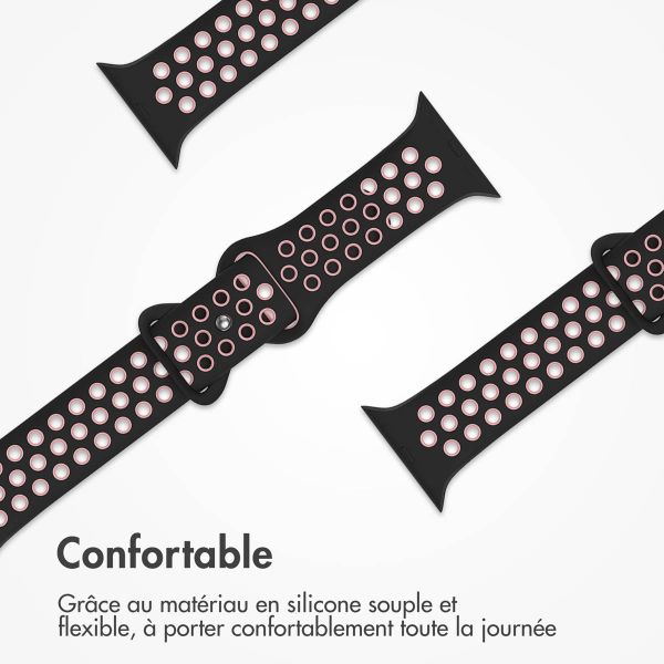 imoshion Bracelet Sport⁺ en silicone Apple Watch | 38/40/41/42 mm - Taille M/L - Black & Pink