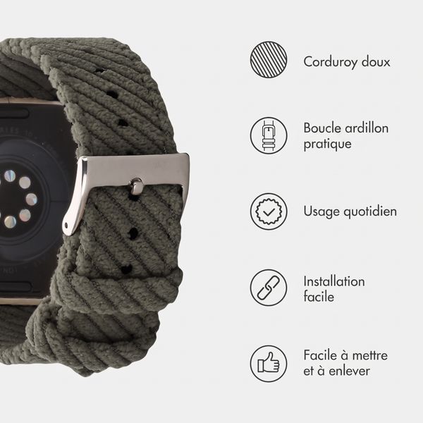 imoshion Bracelet en velours côtelé Apple Watch | 44/45/46/49 mm - Vert