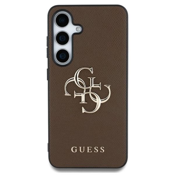 Guess Coque 4G Metal Logo Saffiano Samsung Galaxy S25 Plus - Marron