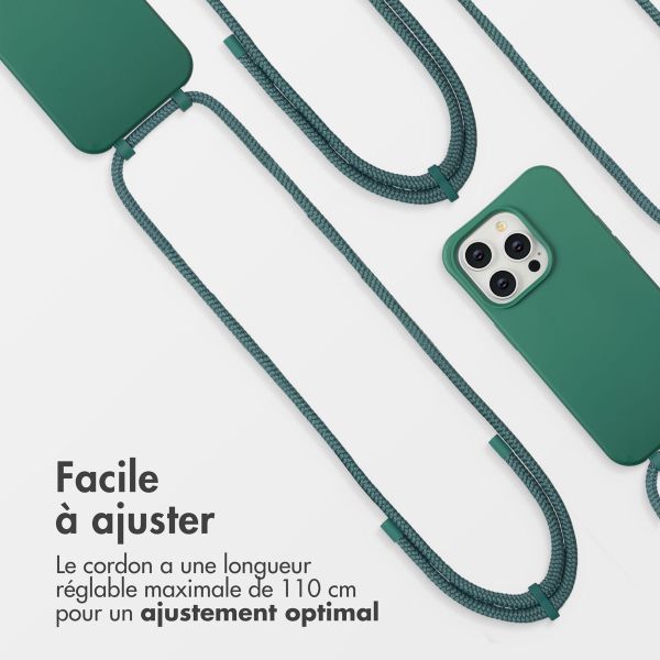 imoshion Coque arrière Color avec cordon amovible et MagSafe Apple iPhone 14 Pro - Vert foncé