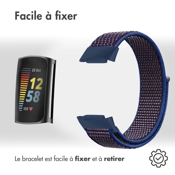 imoshion Bracelet en nylon Fitbit Charge 5 - Taille L - Bleu