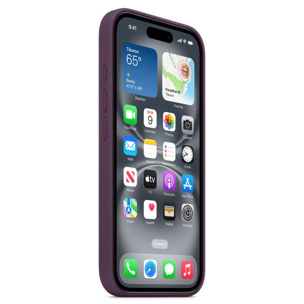 Apple Coque en silicone MagSafe Apple iPhone 16 - Plum