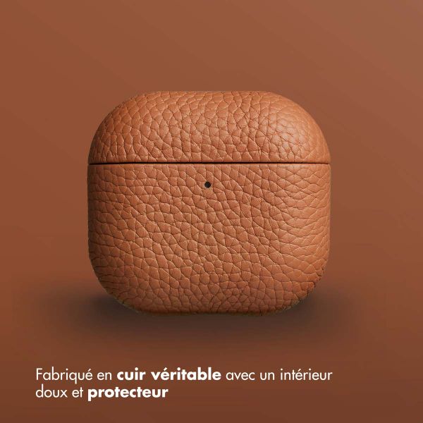 Accezz Coque en cuir véritable  Apple Airpods 4 - Cognac