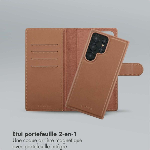 Selencia Étui portefeuille amovible Olyn avec MagSafe Samsung Galaxy S24 Ultra - Marron