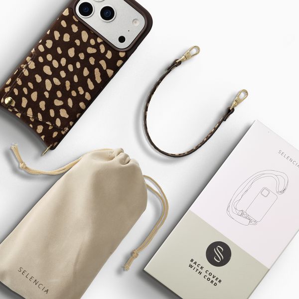 Selencia Nova coque arrière en cuir véritable avec porte-cartes Apple iPhone 17 Pro - Fawn Chic