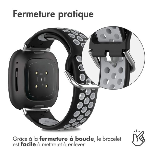 imoshion Bracelet sport silicone Fitbit Versa 4 / 3 / Sense (2) - Black / Grey
