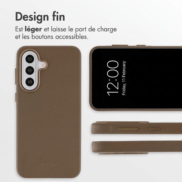 Accezz Coque arrière en cuir avec MagSafe Samsung Galaxy A57 (5G) - Marron café
