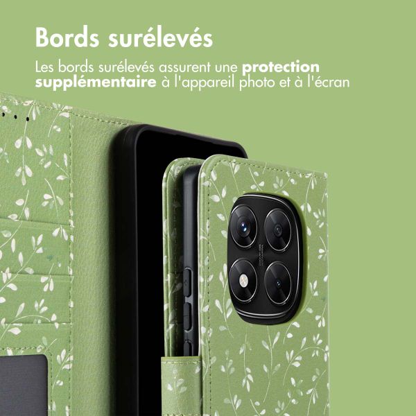 imoshion Étui de télephone portefeuille Design Xiaomi Redmi Note 14 Pro (5G) / 14 Pro Plus (5G) - Green Flowers