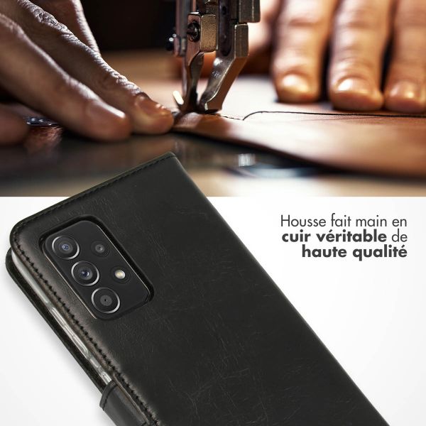 Selencia Étui portefeuille en cuir véritable Samsung Galaxy A52(s) (5G/4G) - Noir