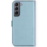 Selencia Étui portefeuille en cuir véritable Samsung Galaxy S21 FE - Air Blue