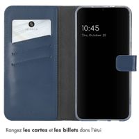 Selencia Étui portefeuille en cuir véritable Samsung Galaxy S25 - Bleu