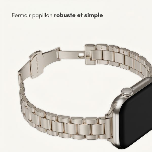 Selencia Bracelet à maillons fin en acier Apple Watch | 38/40/41/42 mm - Lumière stellaire