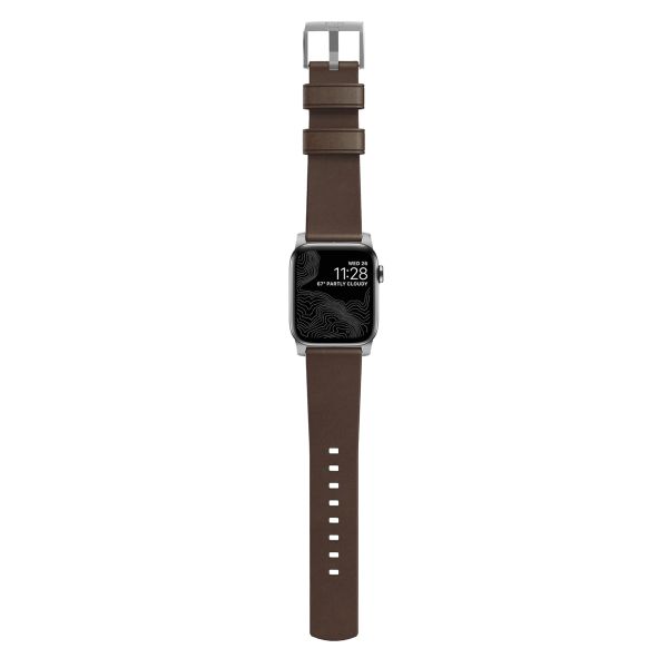 Nomad Bracelet moderne en cuir Apple Watch | 38/40/41/42 mm - Brown / Silver