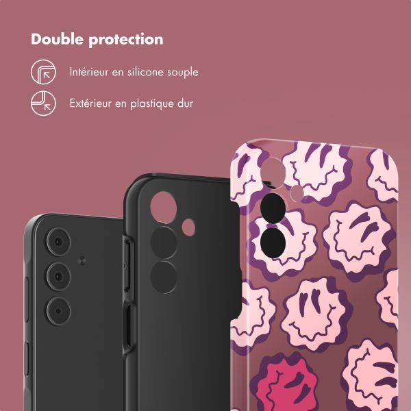 Selencia Coque arrière Vivid Samsung Galaxy A15 (5G) - Wavy Smiley Pink