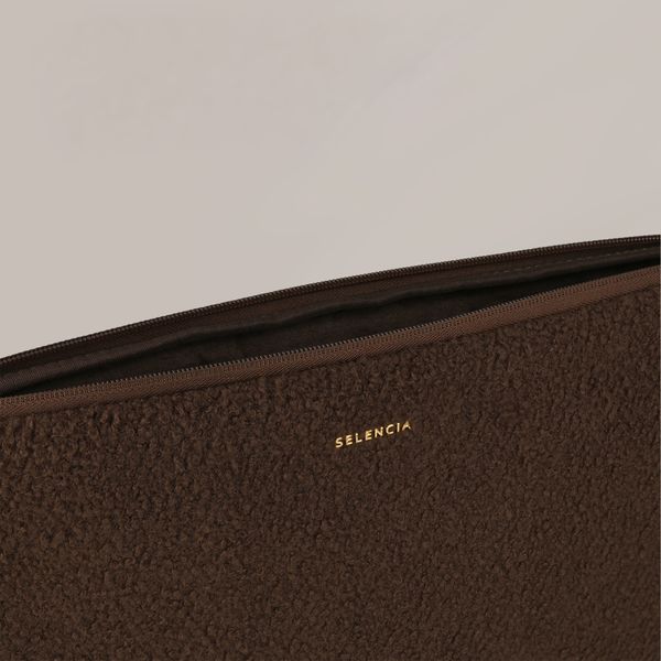Selencia Housse laptop teddy 13-14 pouces - Choco Brown