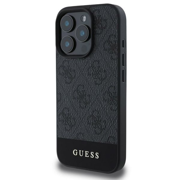 Guess Coque arrière Bottom Stripe 4G Apple iPhone 16 Pro - Gris