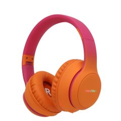 imoshion Casque sans fil pour enfants LED Light - Limiteur de décibels - Avec câble AUX - Hot Pink / Apricot Orange Crush