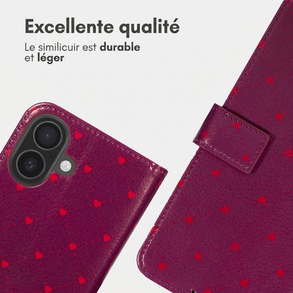 imoshion Étui de télephone portefeuille Design Apple iPhone 16 - Crush Check Coral Dust