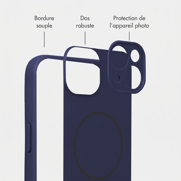 Accezz Coque Grip avec MagSafe Apple iPhone 15 - Bleu foncé