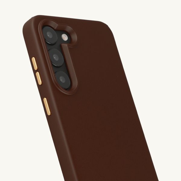 Selencia Coque arrière Rivièra avec MagSafe avec crochets amovibles Samsung Galaxy S23 - Choco Brown