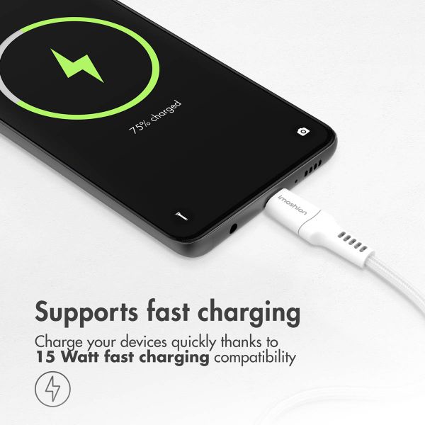 imoshion ﻿Câble Lightning vers USB-C - Non MFi - Textile tressé - 1 mètre - Blanc