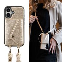 Selencia Coque de télephone Sera avec cordon et porte-cartes enveloppe Apple iPhone 16 - Champagne