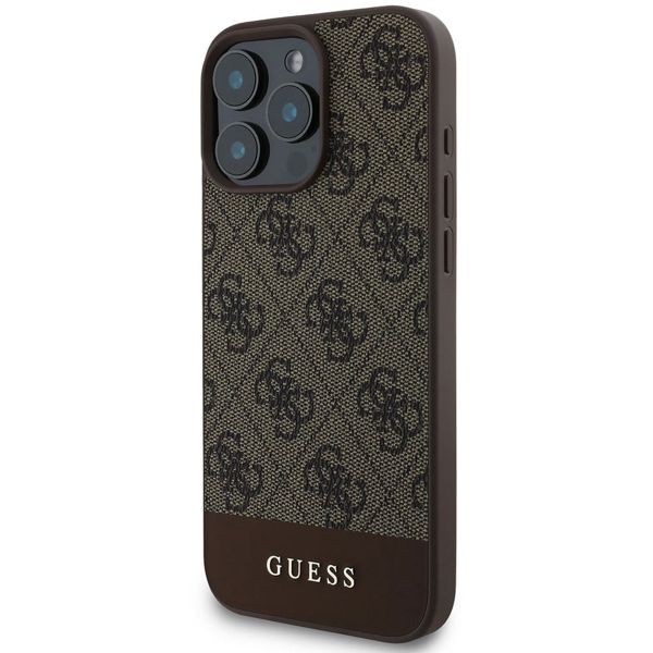 Guess Coque arrière Bottom Stripe 4G Apple iPhone 16 Pro Max - Marron
