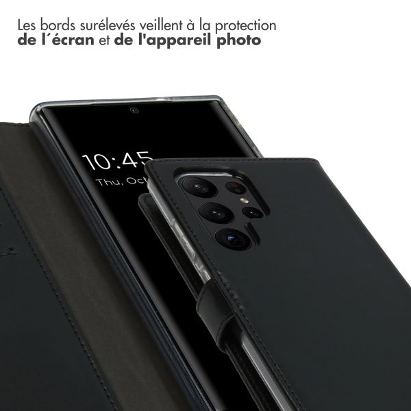 Selencia Étui portefeuille en cuir véritable Samsung Galaxy S23 Ultra - Noir