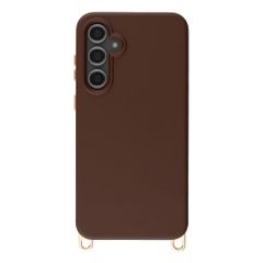 Selencia Coque arrière Rivièra avec MagSafe avec crochets amovibles Samsung Galaxy S23 FE - Choco Brown