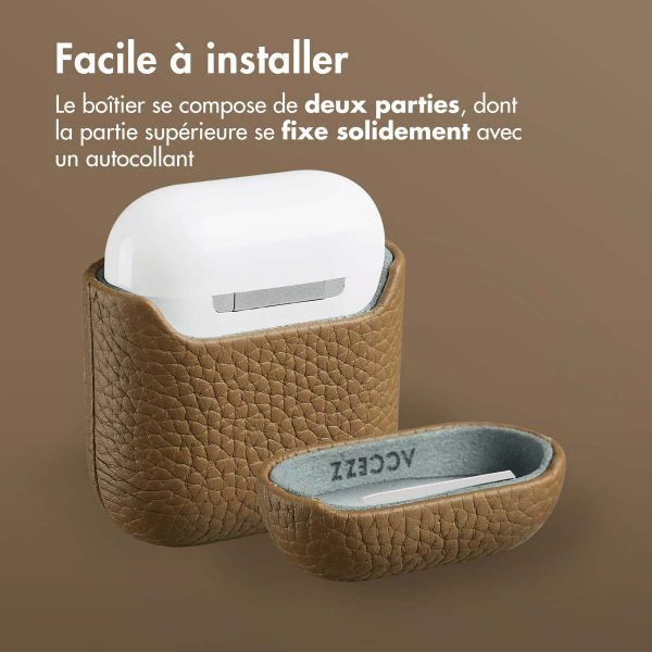 Accezz Coque en cuir véritable  Apple Airpods 1 / 2 - Taupe