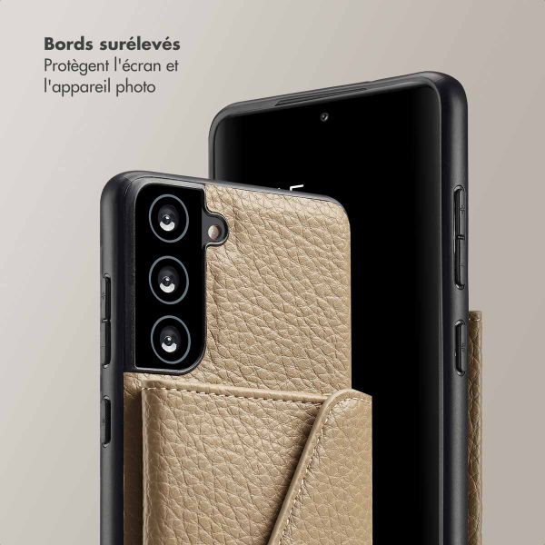 Selencia Coque de télephone Sera avec cordon et porte-cartes enveloppe Samsung Galaxy S21 FE - Taupe