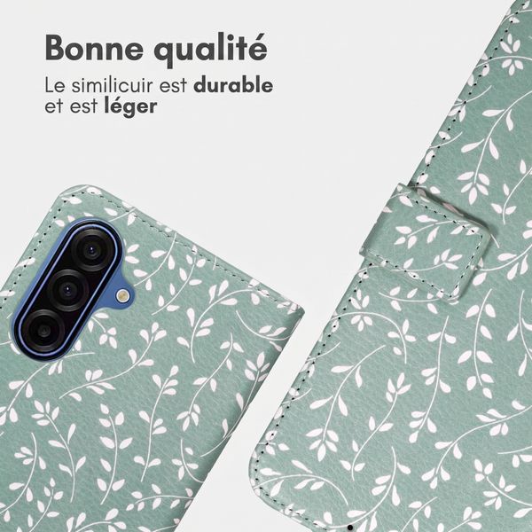 imoshion Étui de télephone portefeuille Design Samsung Galaxy S25 FE - Smoke Green Flowers