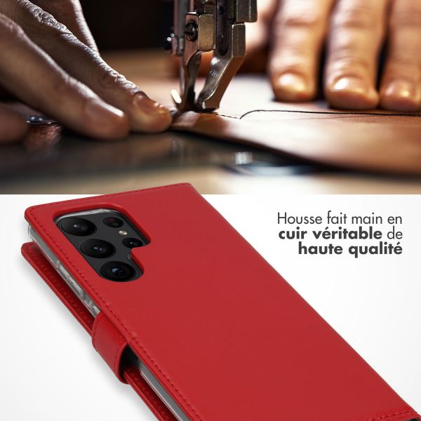Selencia Étui portefeuille en cuir véritable Samsung Galaxy S23 Ultra - Rouge