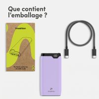 imoshion Batterie externe 20 000 mAh - Chargeur rapide 22,5 W - USB-C / USB-A - Lilas