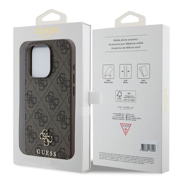 Guess Coque 4G Metal Logo MagSafe Apple iPhone 15 Pro - Marron