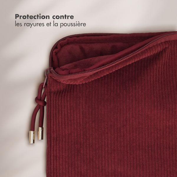 Selencia Pochette ordinateur Corduroy 15-16 pouces - Deep Burgundy
