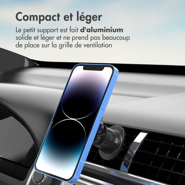 Accezz EasyLock Support de téléphone de voiture - Avec coque Apple iPhone 14 Pro - Grille de ventilation - Rotation à 360 degrés - Noir