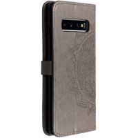 Etui de télephone portefeuille Mandala Samsung Galaxy S10 - Gris