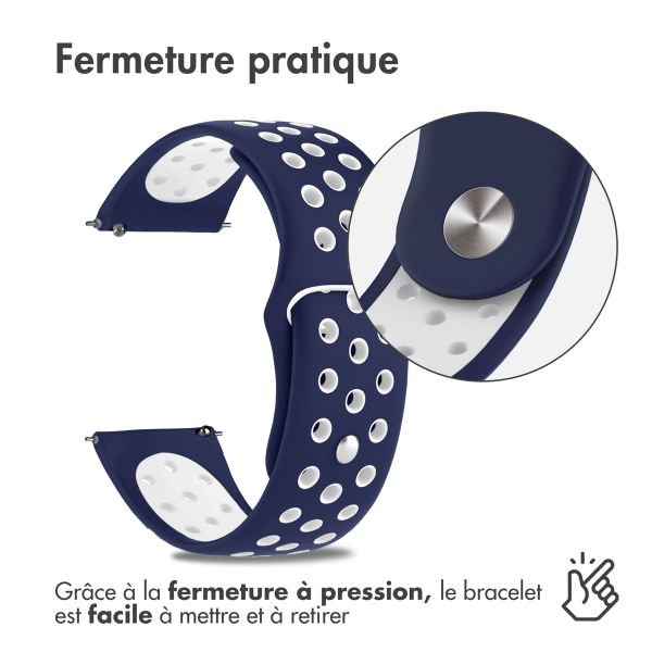 imoshion Bracelet sport en silicone  - Connexion universelle 22 mm - Dark Blue & White