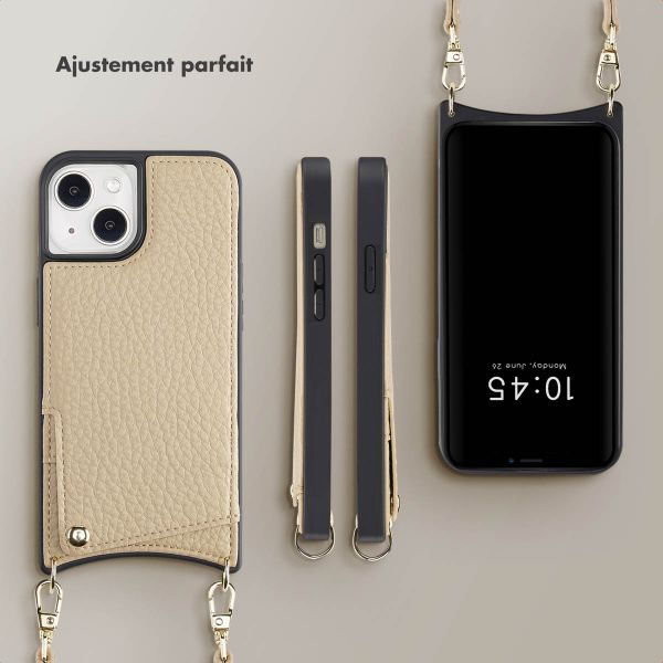 Selencia Coque de télephone Nova avec cordon et porte-cartes Apple iPhone 14 / 13 - Beige