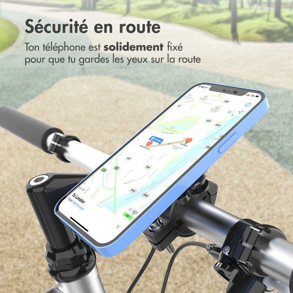 Accezz Support de téléphone EasyLock pour vélo - Rotation à 360° - Universel - Noir