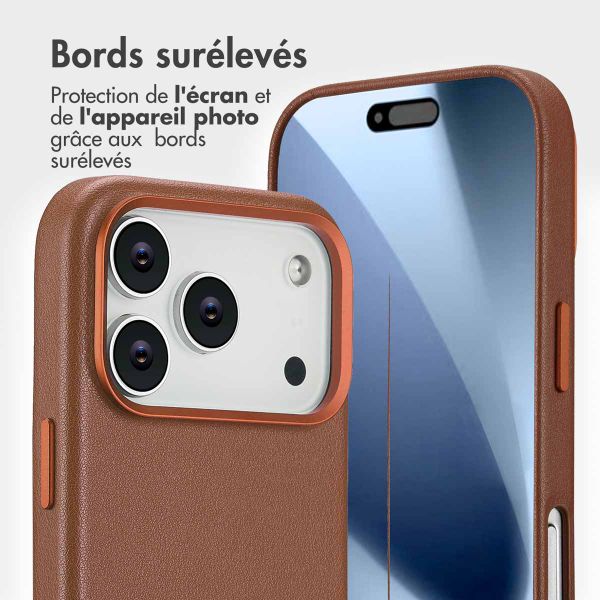 Accezz Étui de télephone portefeuille en cuir 2-en-1 avec MagSafe Apple iPhone 17 Pro - Sienna Brown