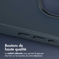 Accezz Coque arrière en cuir avec MagSafe Apple iPhone 15 Pro - Nightfall Blue