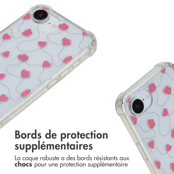 imoshion Coque Design avec cordon Apple iPhone 17e / 16e - Dusty Rose Connected Hearts