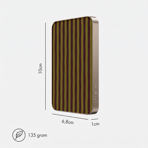 Selencia Powerbank Vivid 5 000 mAh - MagSafe et Qi - Desert Gold / Bonbon Stripe Matcha