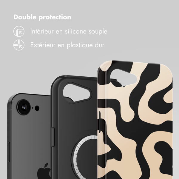 Selencia Coque arrière Vivid avec MagSafe Apple iPhone 17e / 16e - Art Wave Black