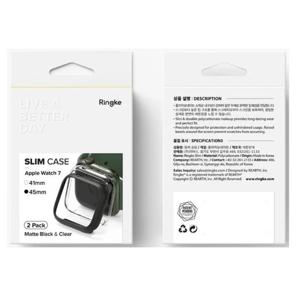 Ringke 2x Coque Slim Apple Watch 7 / 8 / 9 - 45 mm - Matte Black