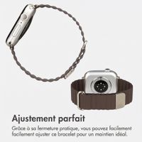 imoshion Bracelet magnétique en cuir synthétique Apple Watch | 44/45/46/49 mm - Marron foncé