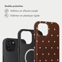 Selencia Coque arrière Vivid avec MagSafe Apple iPhone 15 - Happy Dots Chocolate